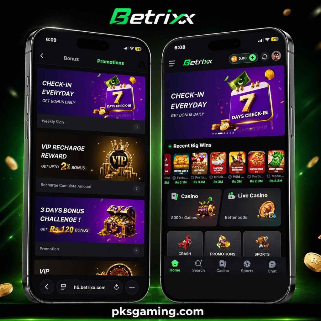 Betrixx Game mobile application interface overview with feature icons and Android smartphone display.