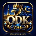 The ODK786.com homepage is displayed on a smartphone showing the platform interface and gaming categories.